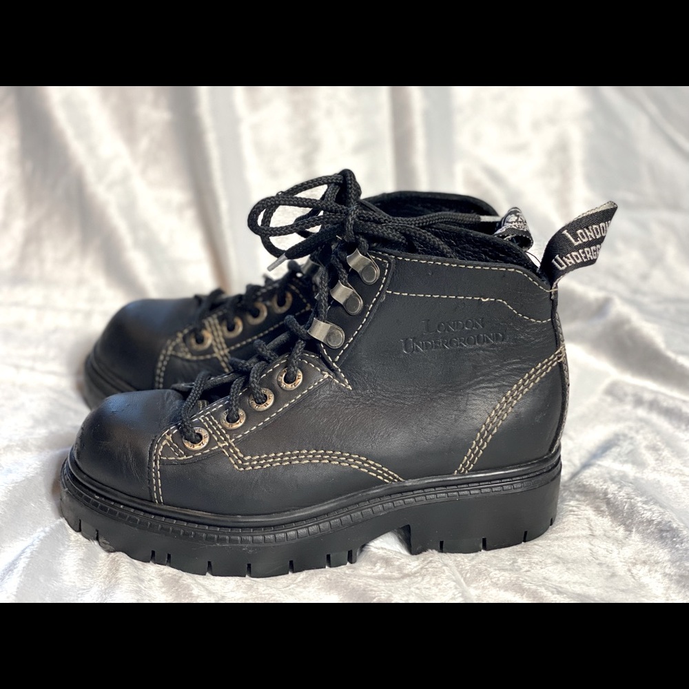 London Underground Black Vintage 90s Chunky Combat Boots